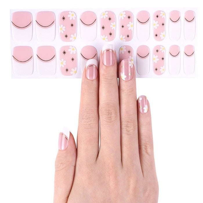 Sticker sheet displaying Lilac Dreams semi-cured gel nail wraps in various sizes for a customizable fit.