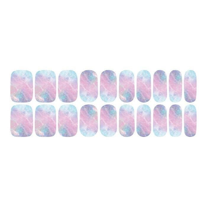 Sticker sheet of Cotton Candy semi-cured gel nail wraps in assorted sizes for easy application.