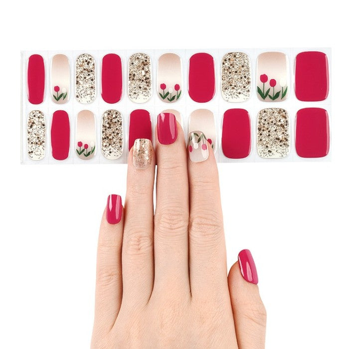 Sticker sheet featuring So In Love gel nail wraps in assorted sizes for effortless application.