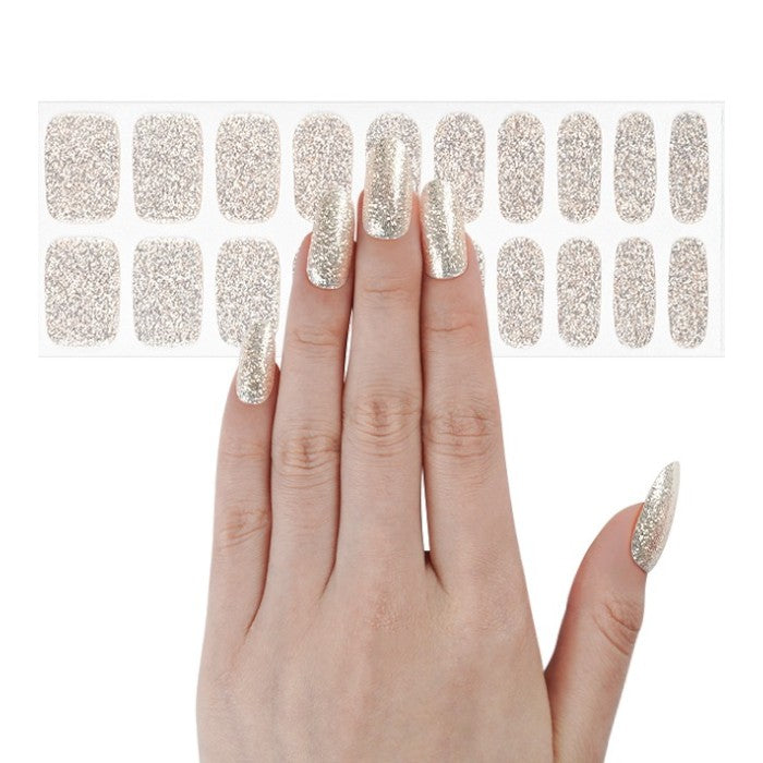 Sticker sheet featuring Stardust semi-cured gel wraps in multiple sizes, designed for a flawless and sparkling manicure.