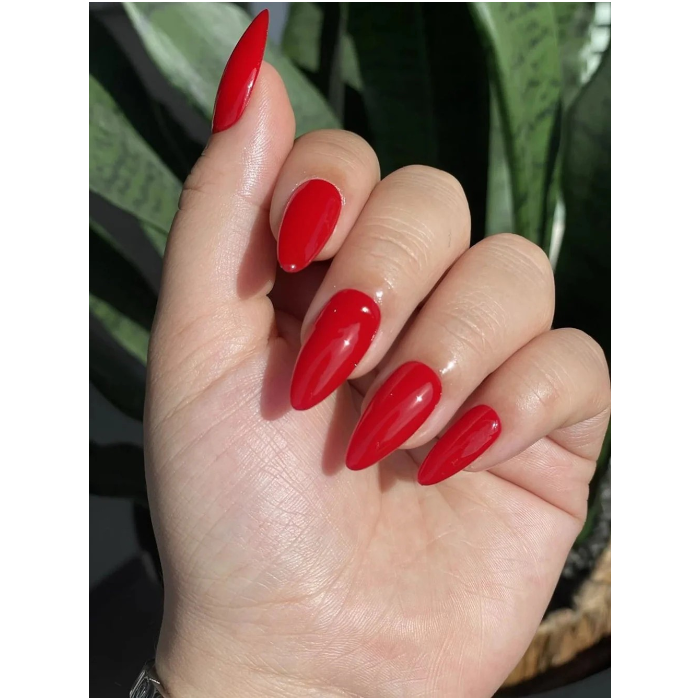 Applied classic red gel wraps with a high-shine finish, creating the perfect bold and elegant manicure for any occasion.